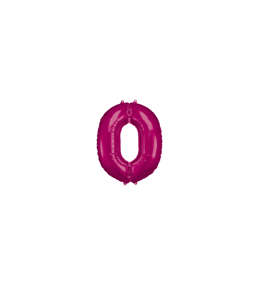 Fóliový tmavě růžový balónek - číslo 0