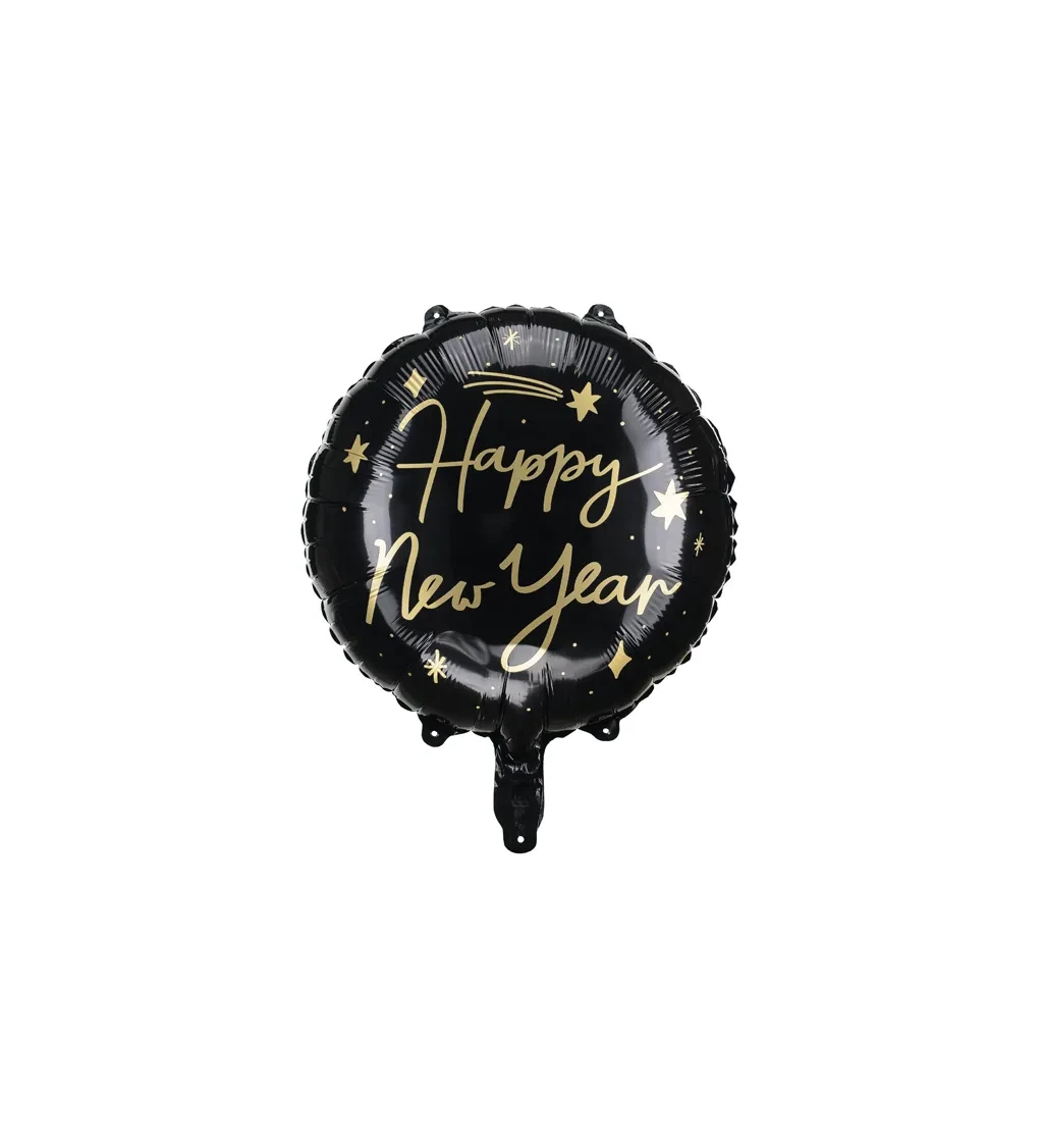Balónek Happy New Year v černé barvě