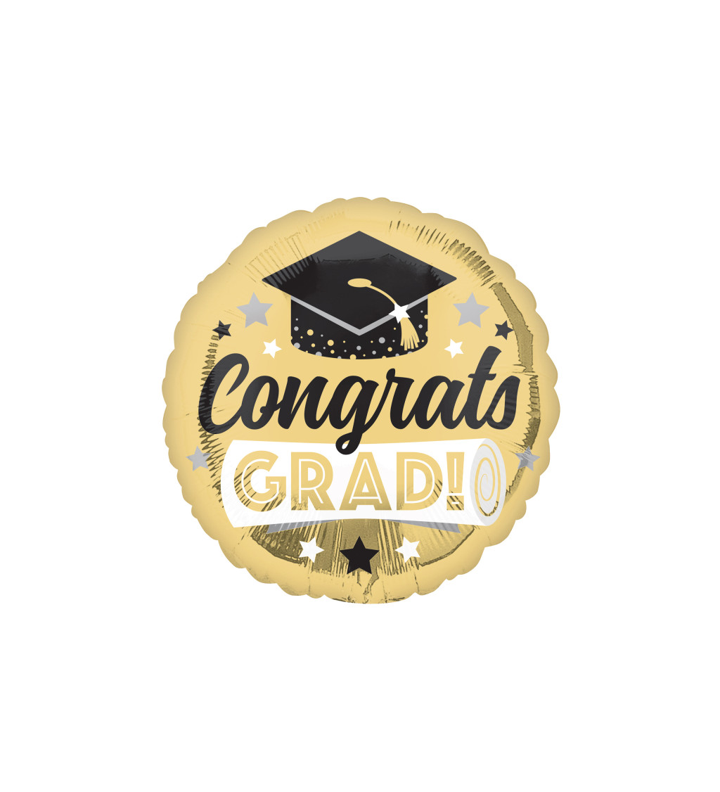 Fóliový balónek grad gratulations zlatý 43 cm