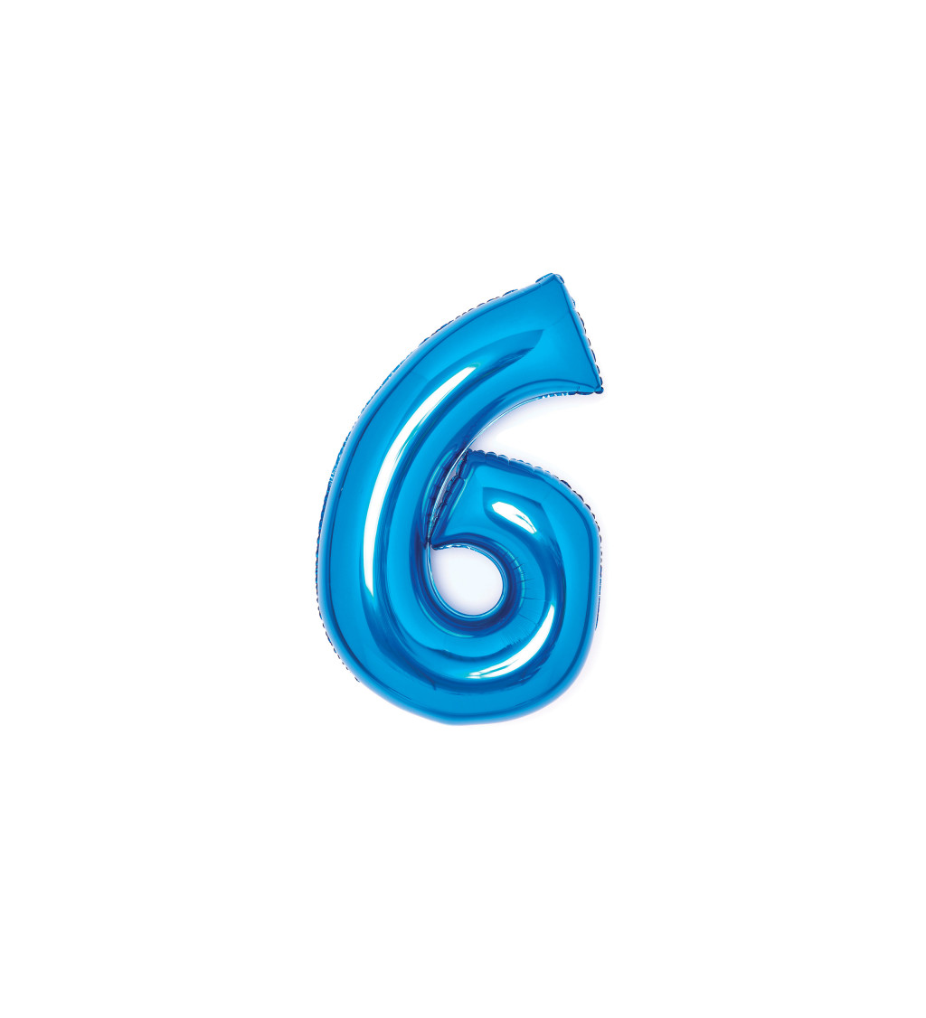 Fóliový balónek číslo 6, modrý, 66cm