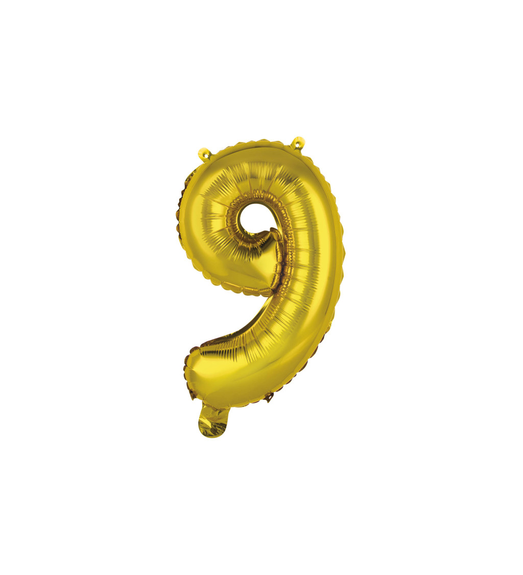 Fóliový balónek číslo 9, zlatý, 40cm