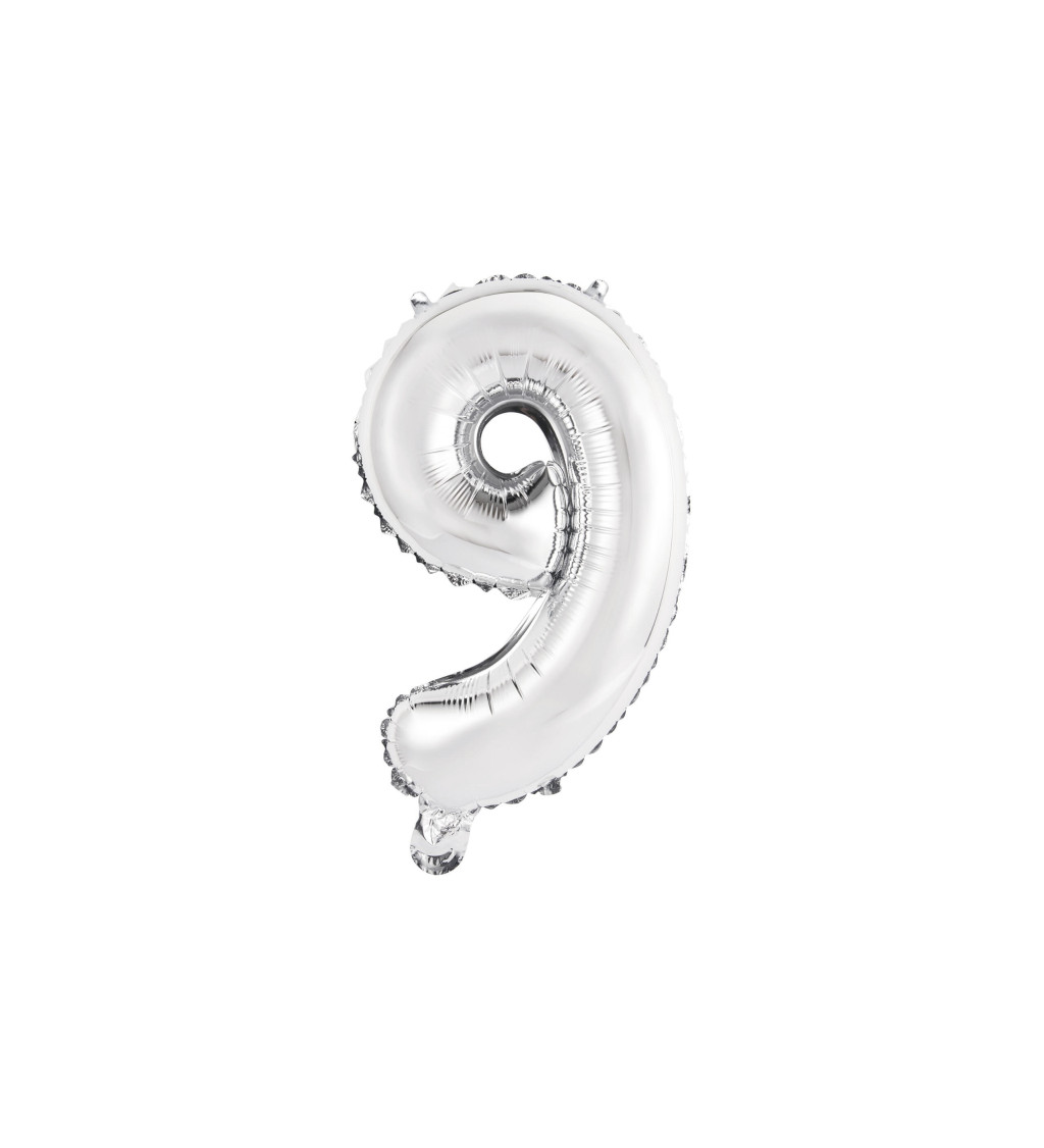 Fóliový stříbrný balón číslo 9