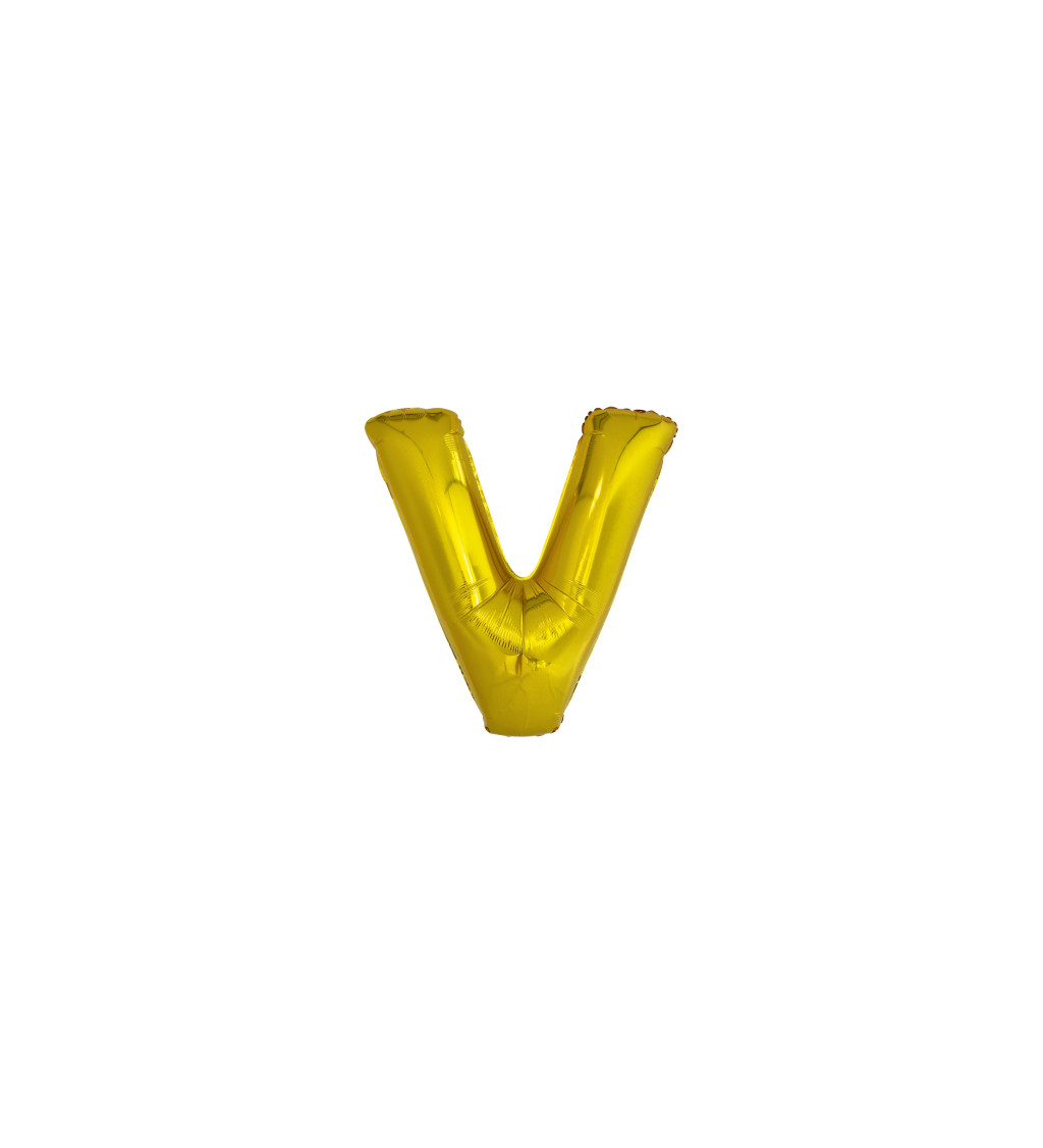 Fóliový zlatý balónek - písmeno V