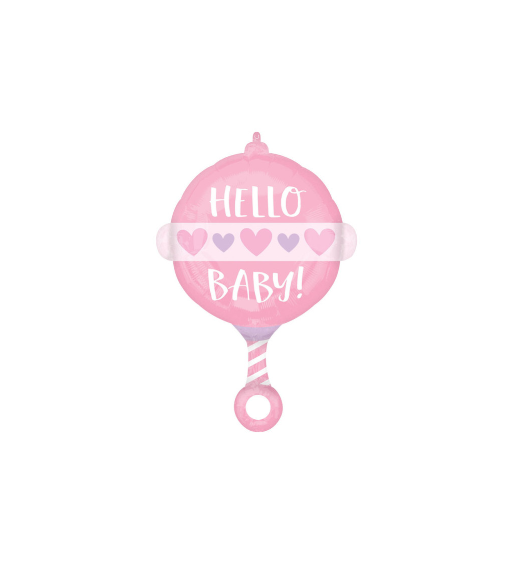 Hello baby růžový balónek