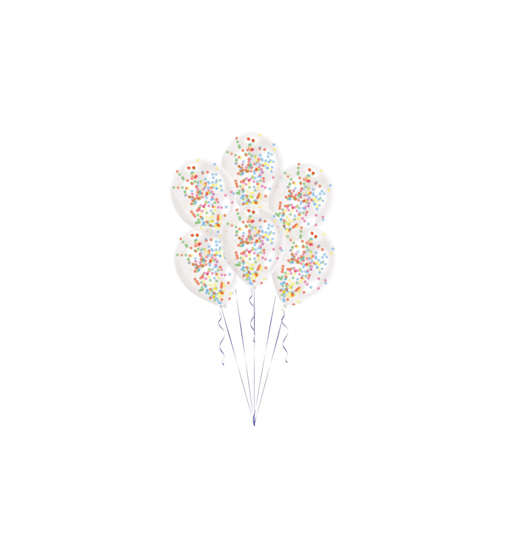 Latexové balónky 27,5 cm barevné konfety, 6 ks