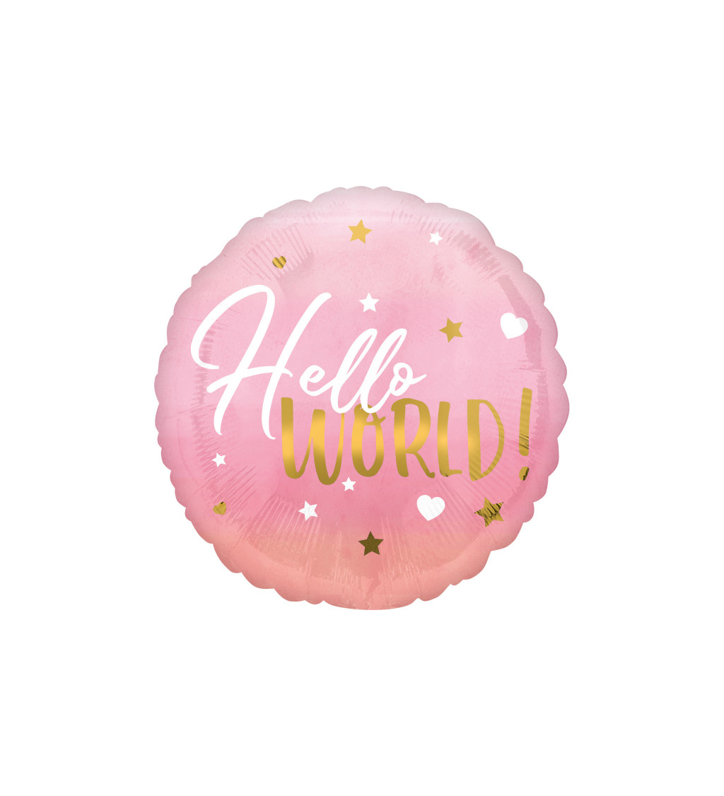 Růžový balón Hello World!