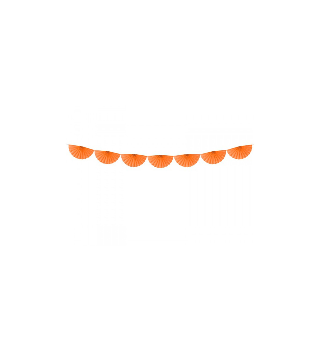 Girlanda - vějířky oranžové