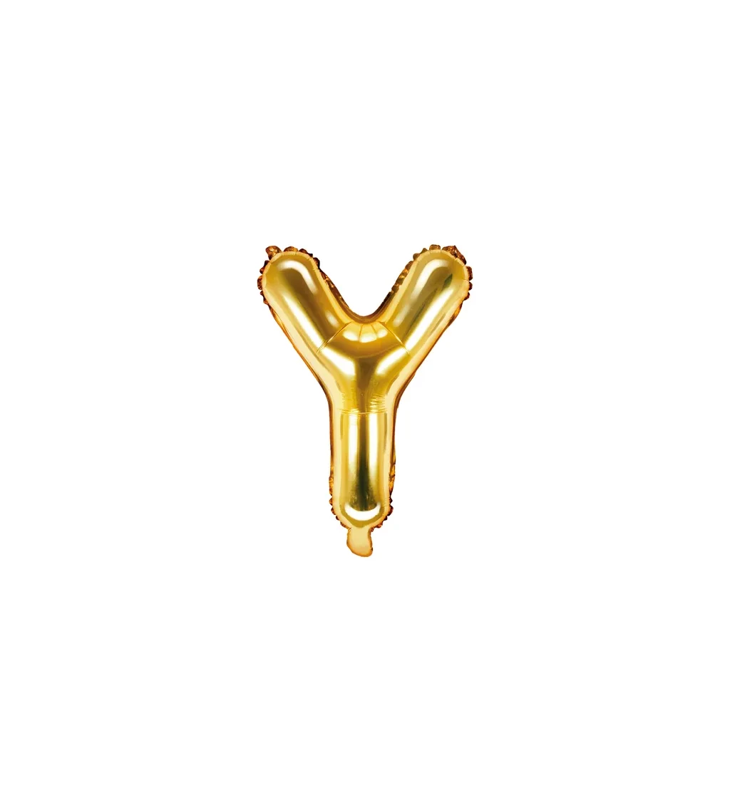 Fóliový zlatý balónek Y