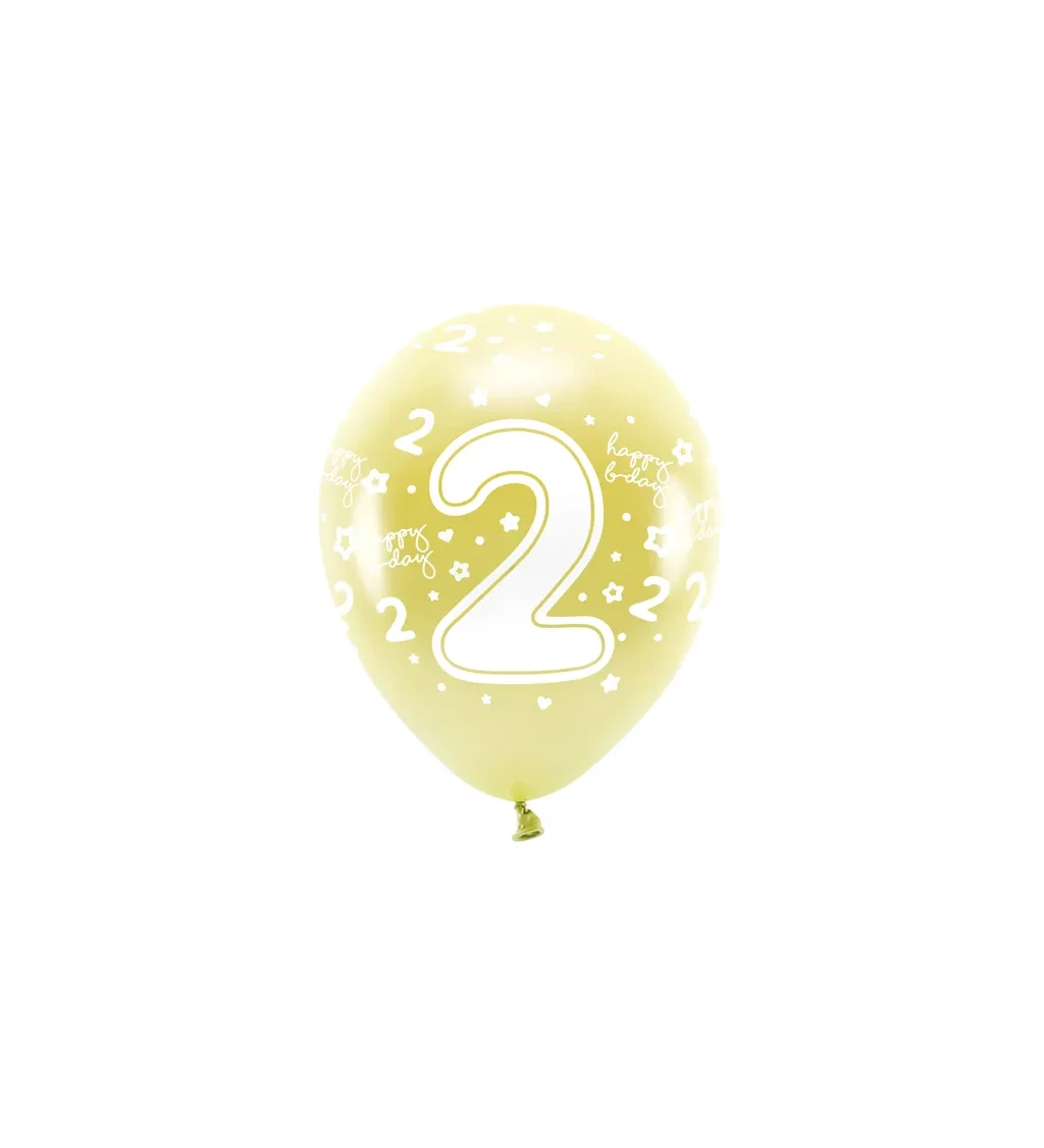 EKO Latexové balónky 33 cm číslo 2, zlaté, 6 ks