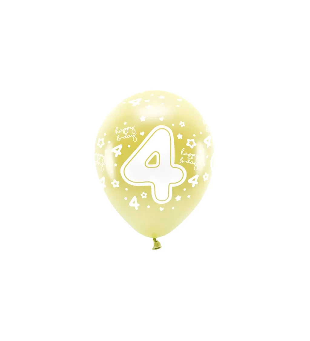 EKO Latexové balónky 33 cm číslo 4, zlaté, 6 ks