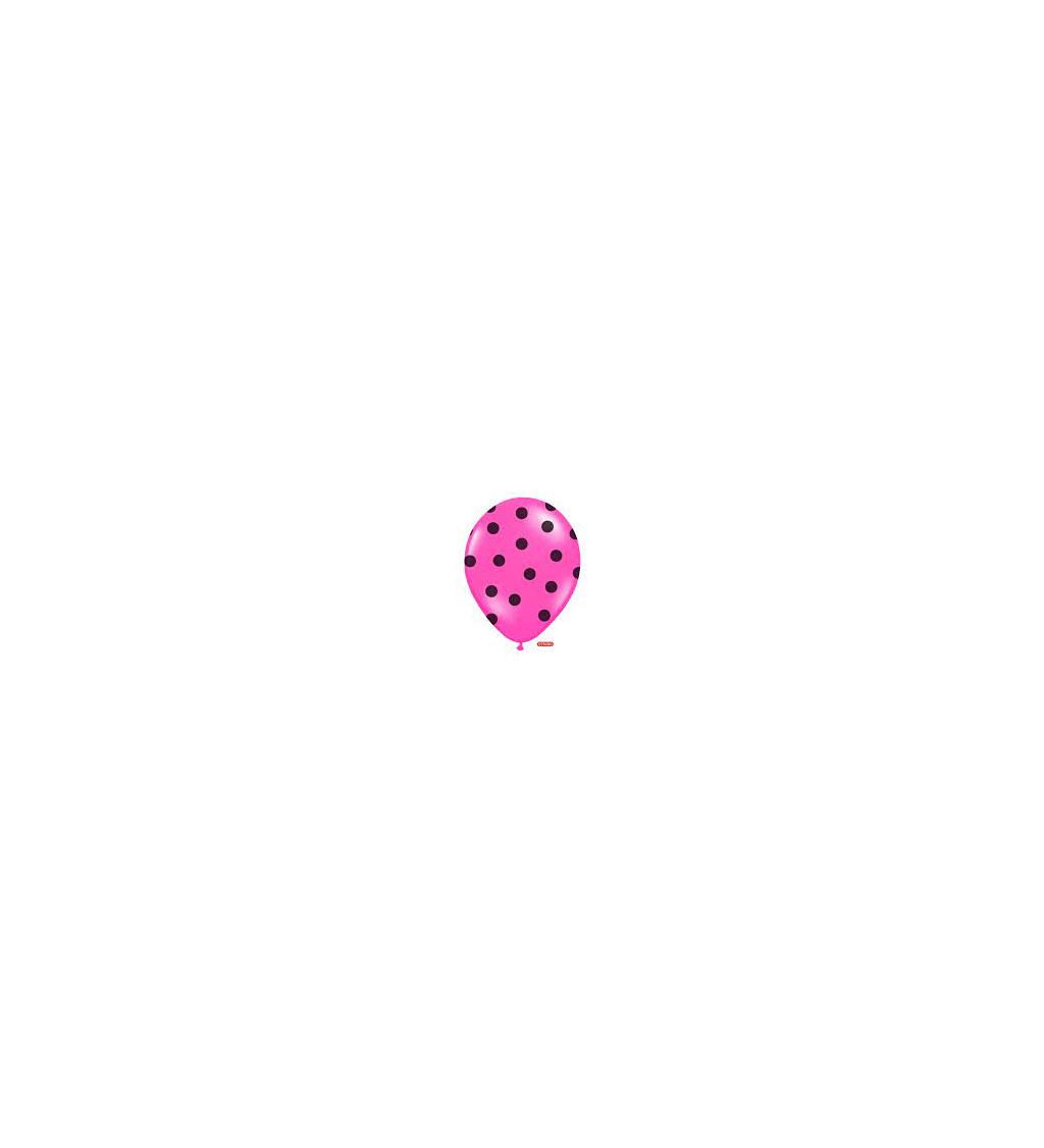 Latexové balónky 30 cm růžové s černými puntíky, 6 ks