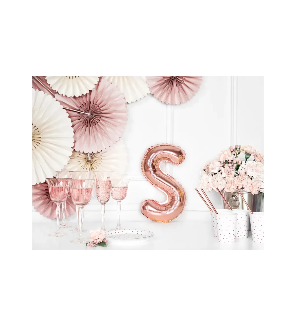Fóliový balónek písmeno S rosegold 35 cm