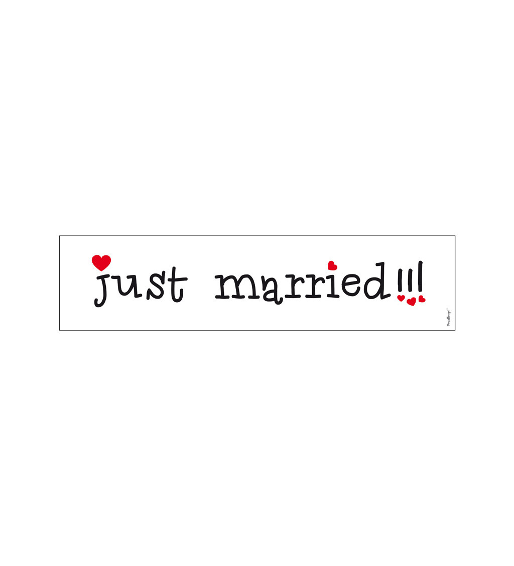 Tabulky s nápisem "Just Married"