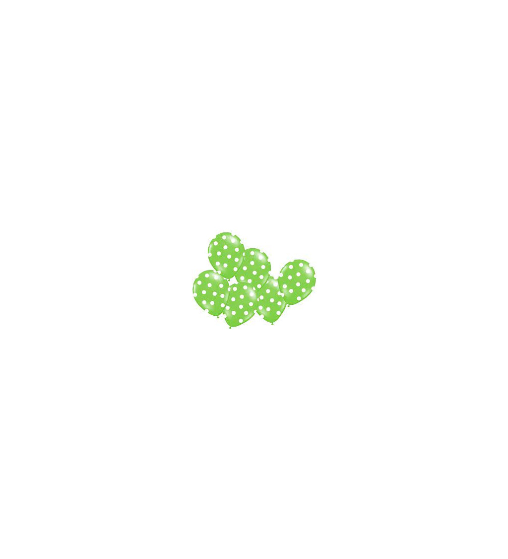 Latexové balónky 30 cm zelené s puntíky, 6 ks