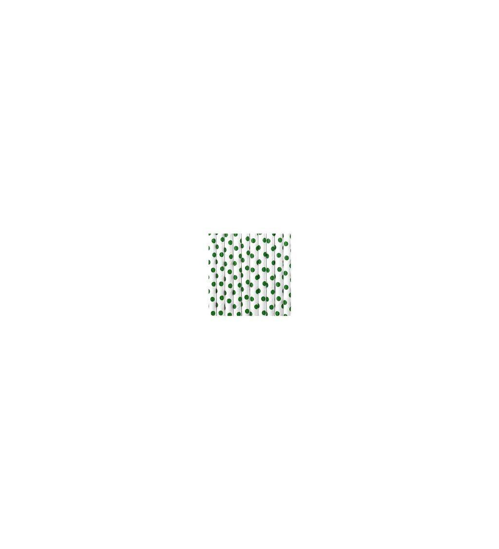 Brčka papírová - zelené puntíky
