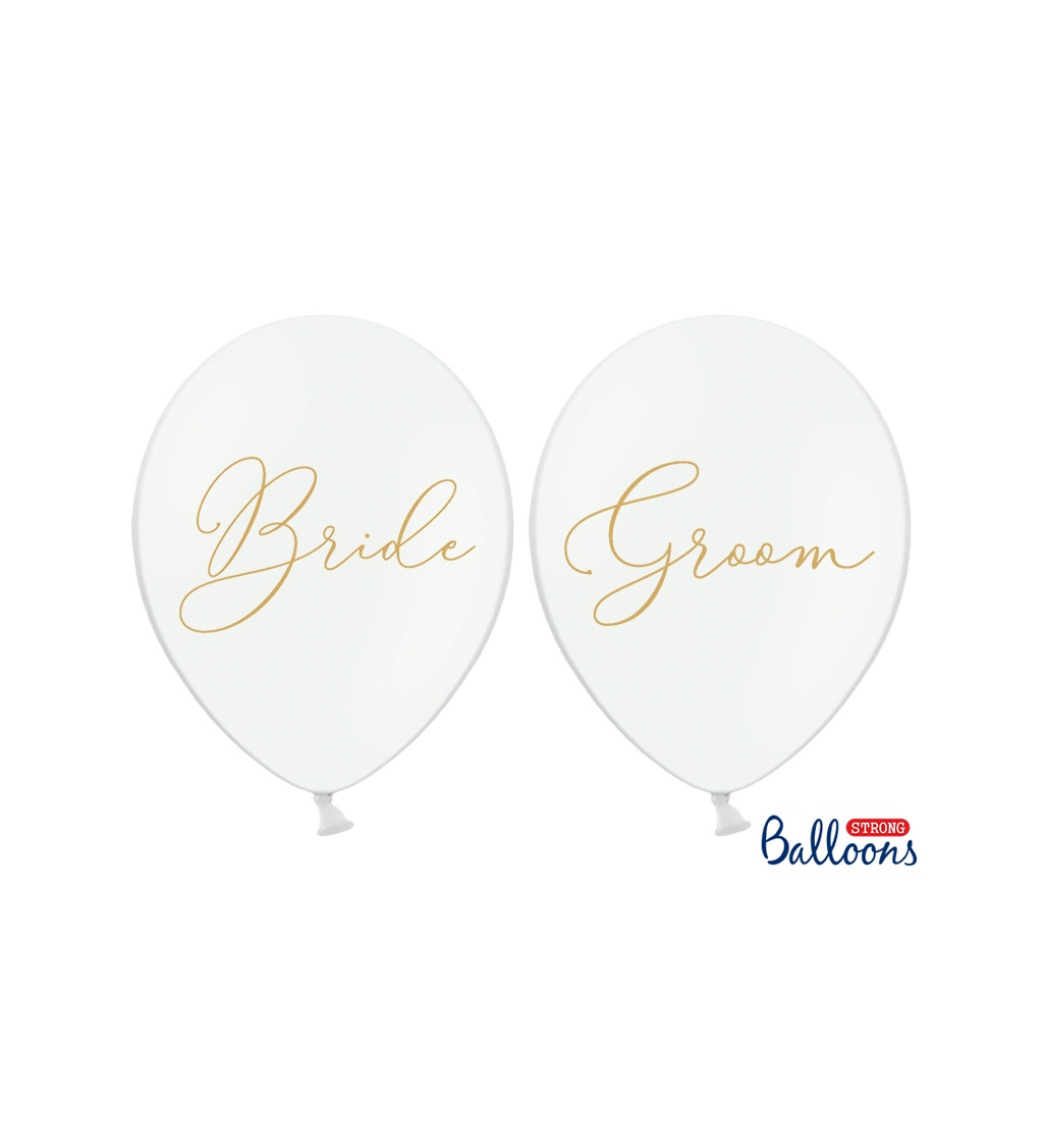 Latexové balónky 30 cm Bride and Groom, 6 ks