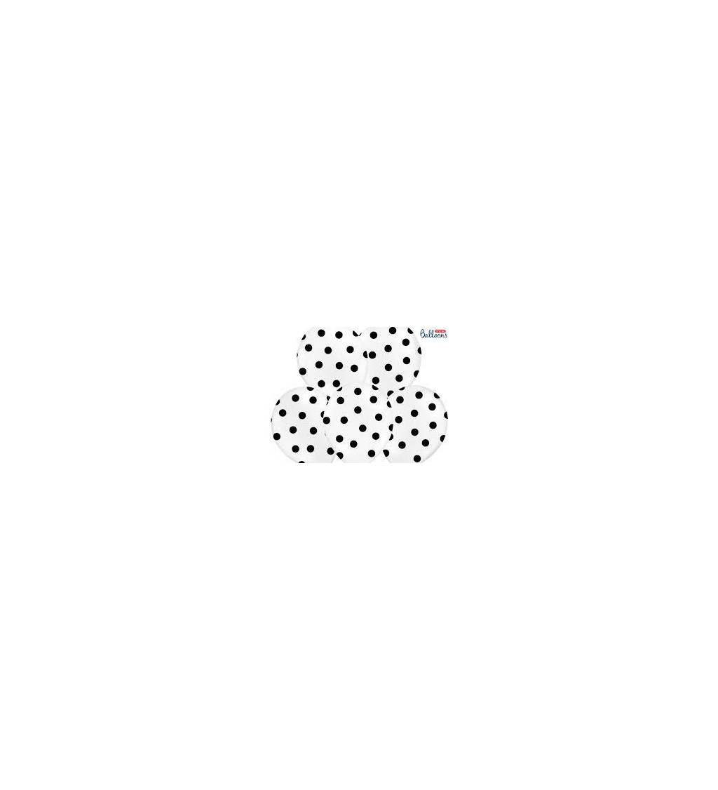 Latexové balónky 30 cm černé puntíky, 50 ks