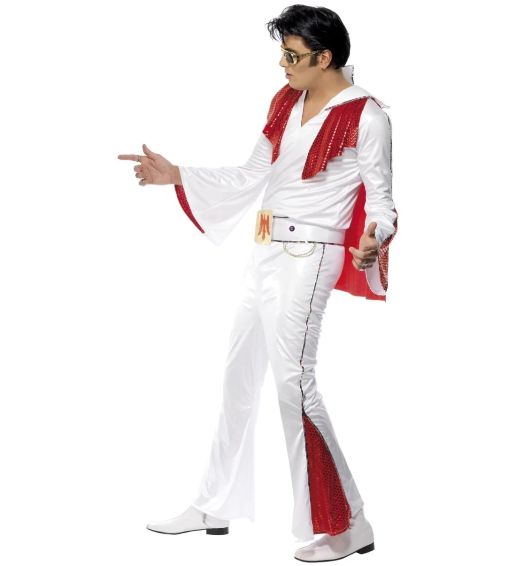 Pánský kostým Elvise - bílo-červený