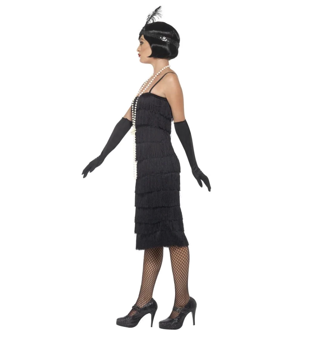 Dámský kostým - Třásňové retro šaty - černé