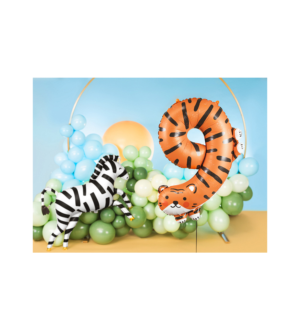 Fóliový balónek - číslo 9 - tygr