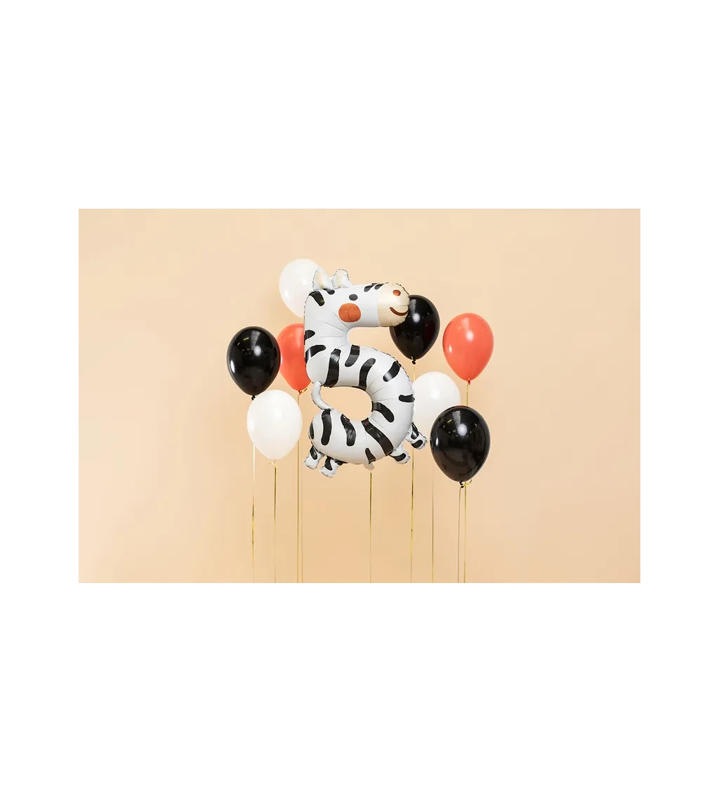 Fóliový balónek - číslo 5 - Zebra