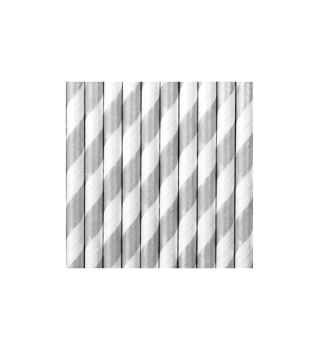 Papírová brčka stříbrné pruhy
