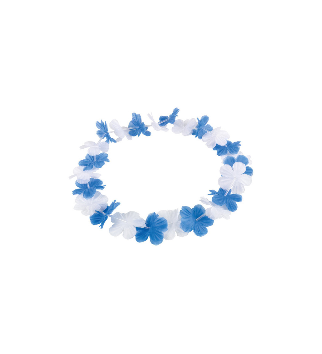 Modrý květinový havajský věnec