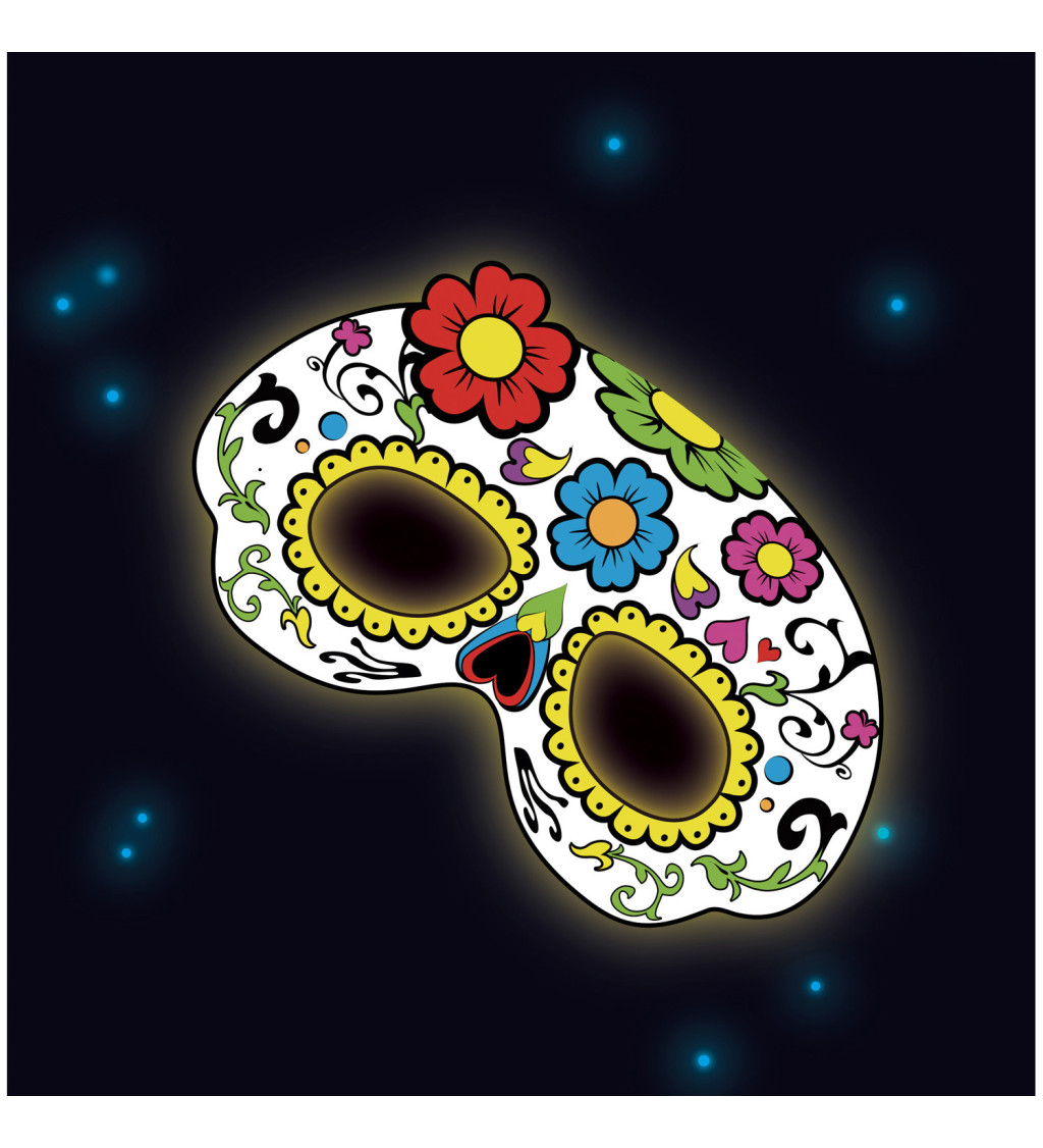 Svítící maska - mexická lebka
