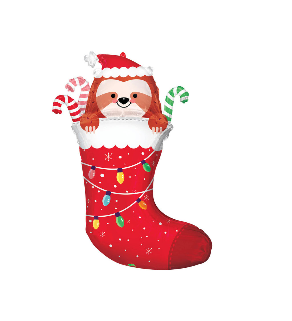 Fóliový balónek vánoční punčocha červená 80 cm