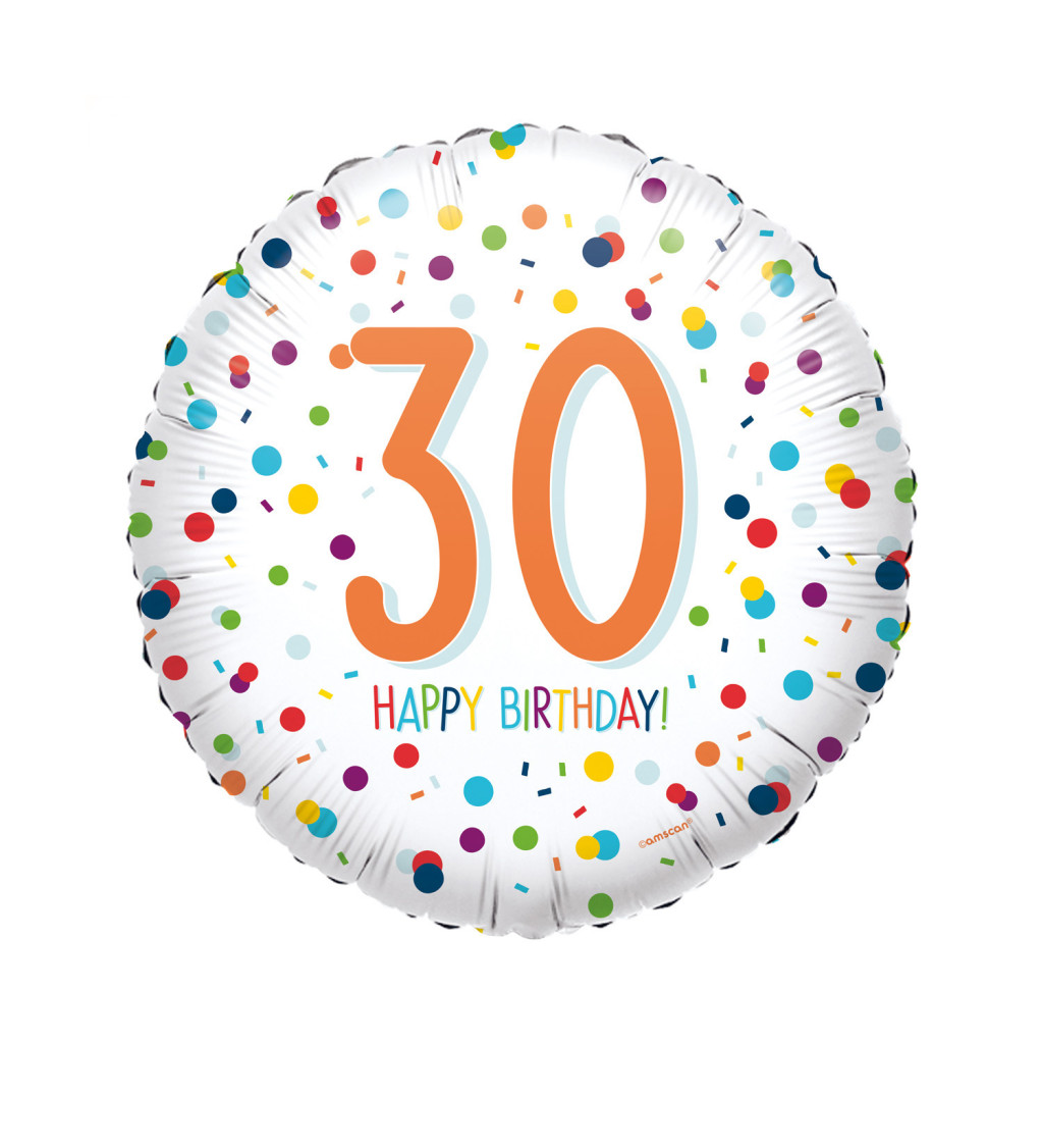 Fóliový balónek číslo 30 barevný 40 cm
