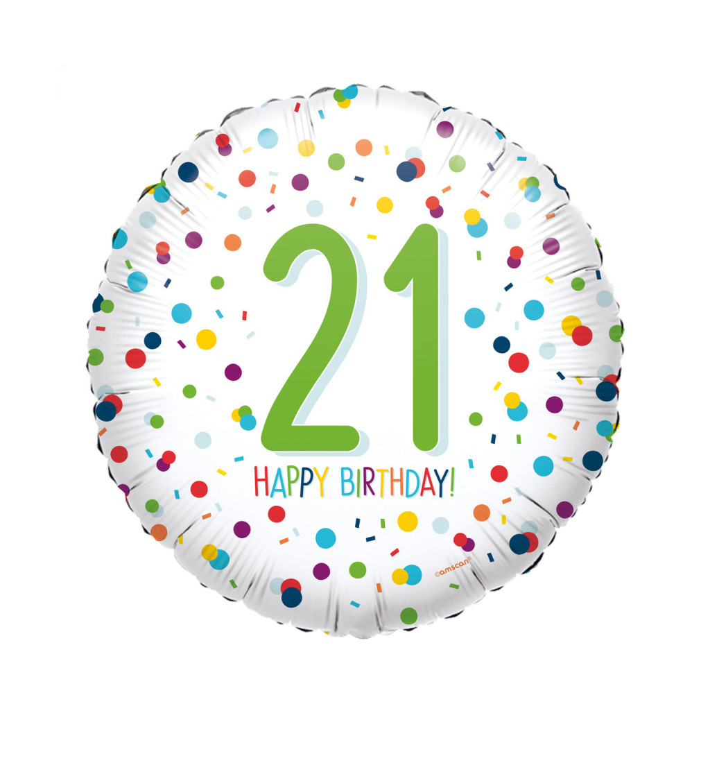 Fóliový balónek číslo 21 barevný 40 cm