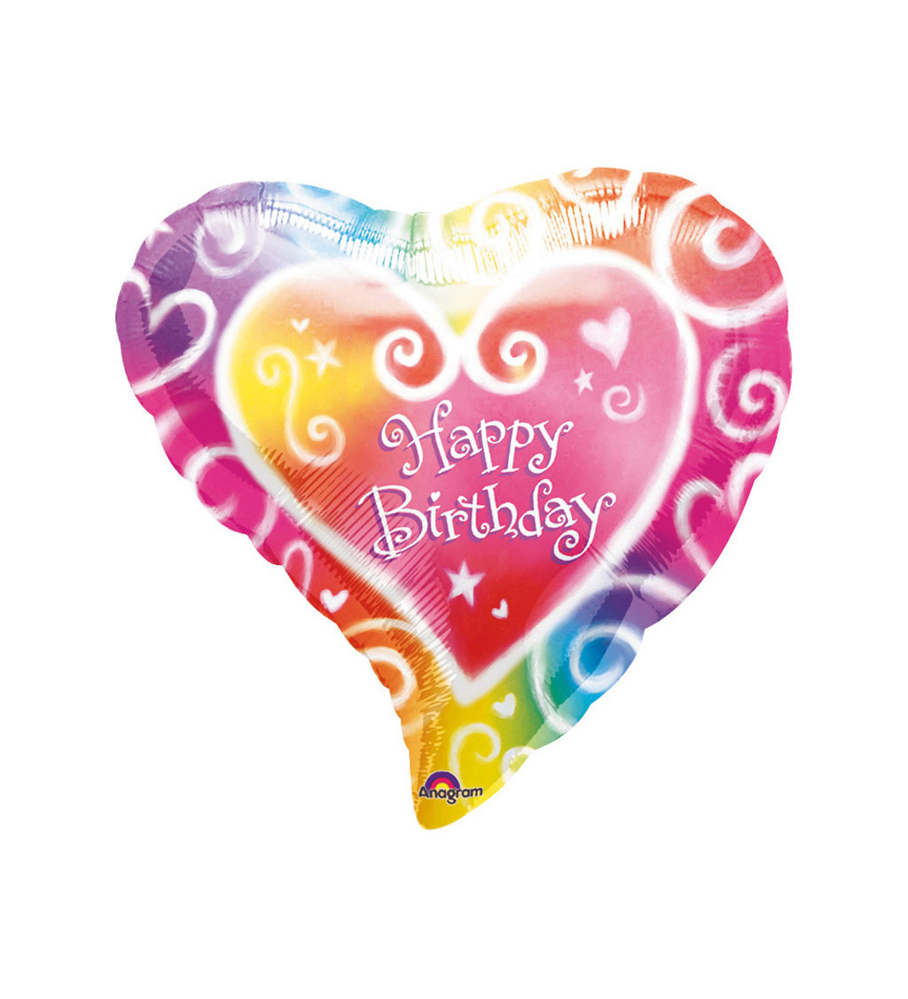 Fóliový balónek srdce Happy birthday