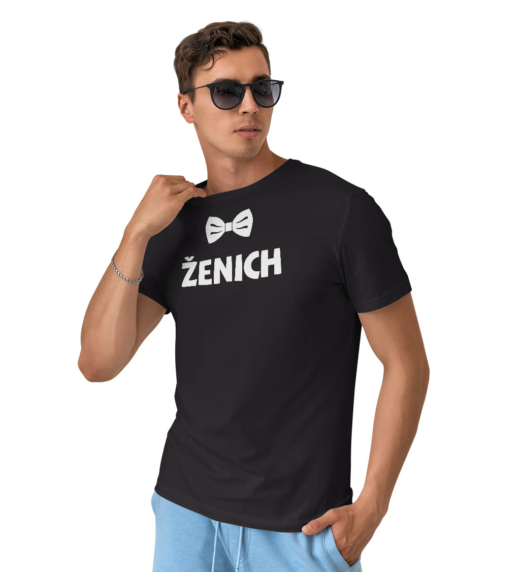 Černé tričko - Ženich motýlek