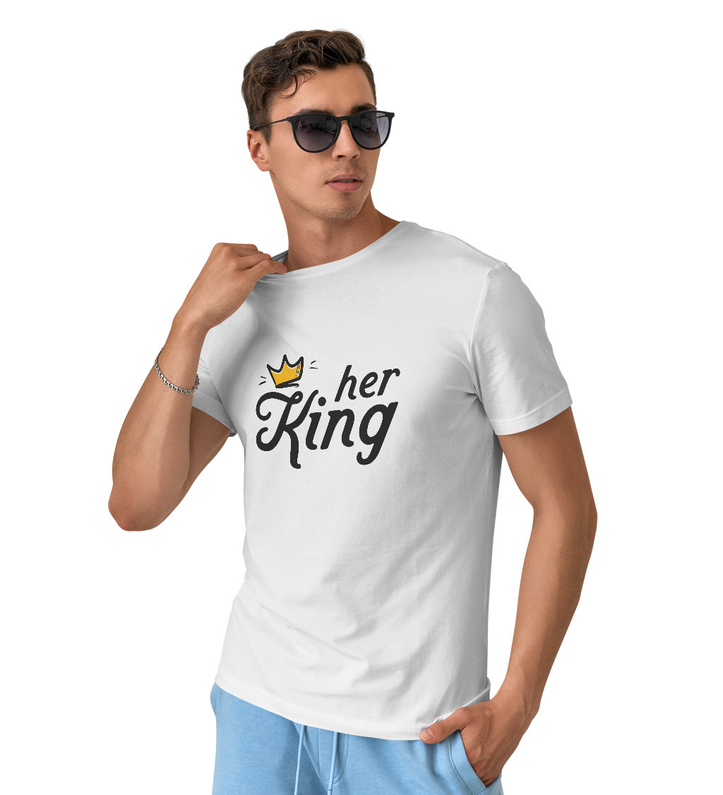 Pánské triko bílé - Her king