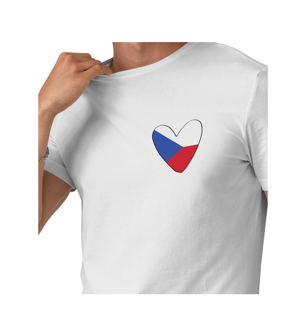 Pánské triko bílé - Srdce Česko