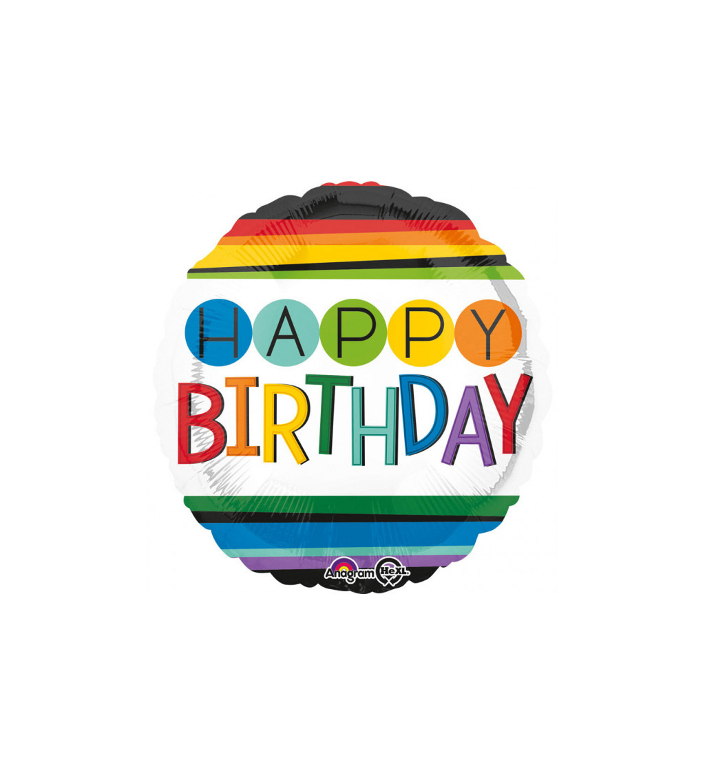 Fóliový balónek Happy Birthday - barevný
