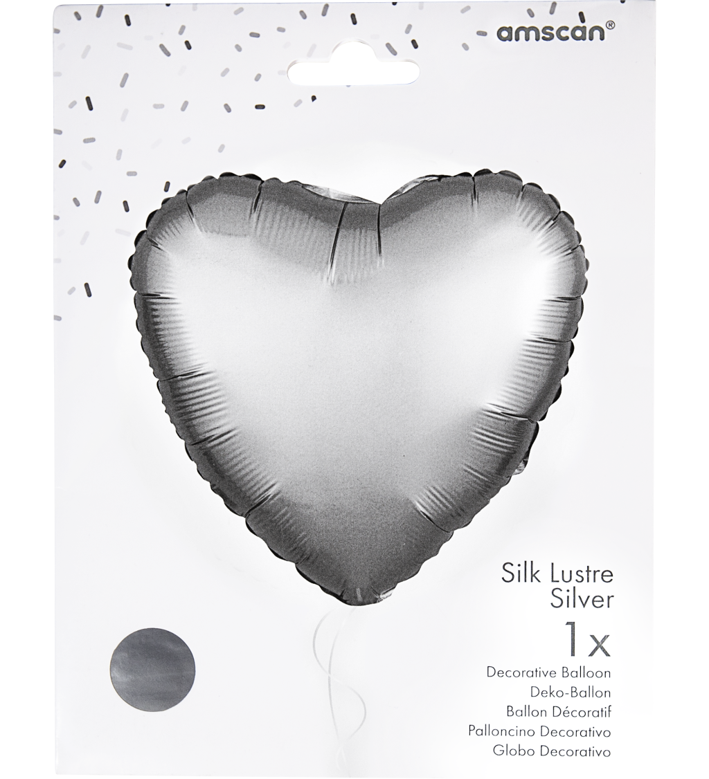 Fóliový balónek srdce stříbrné 40 cm