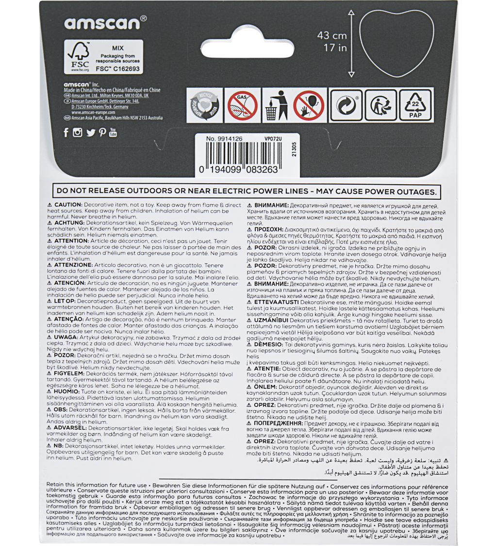 Fóliový balónek srdce stříbrné 40 cm