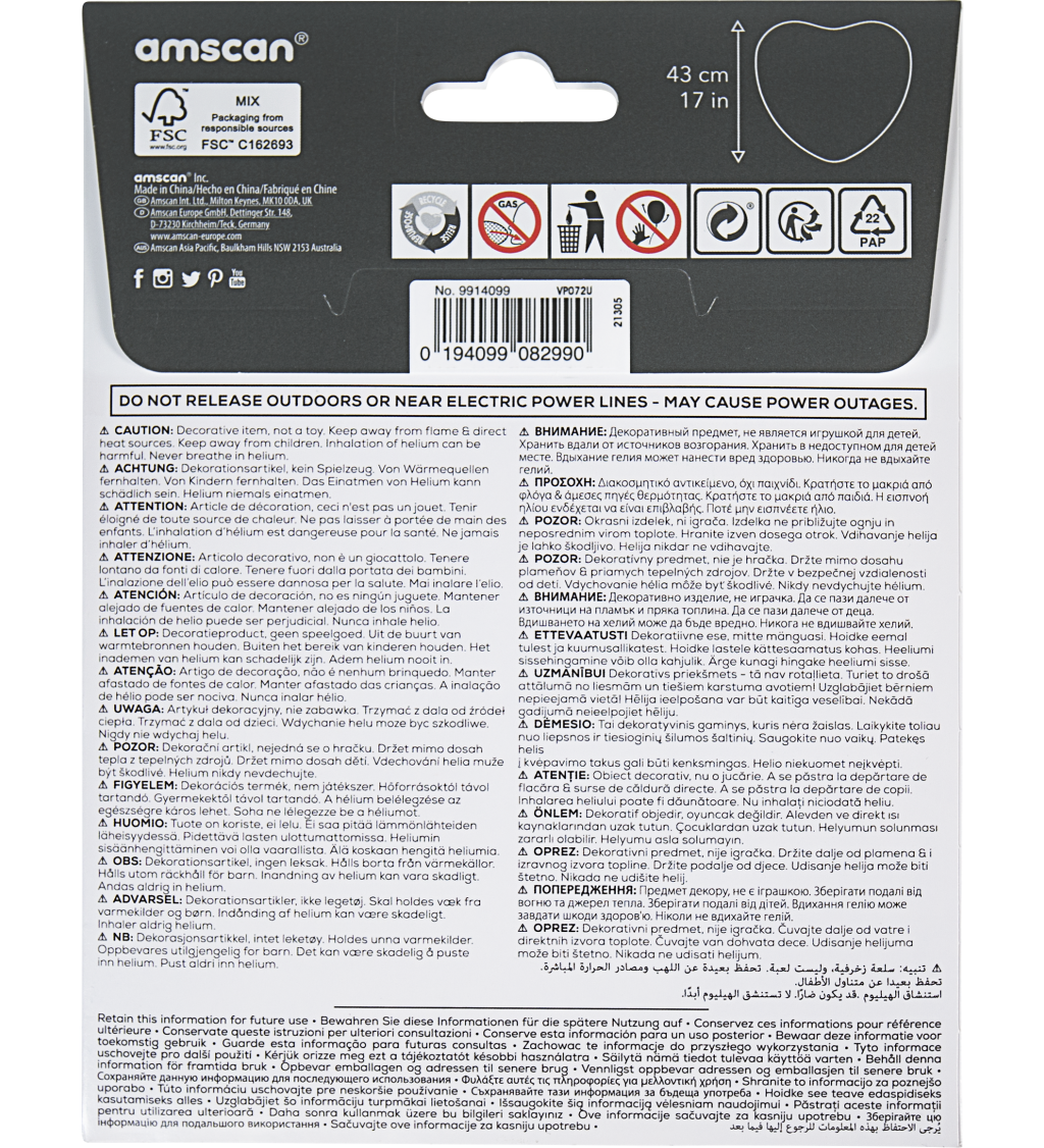 Fóliový balónek srdce růžovofialové 40 cm