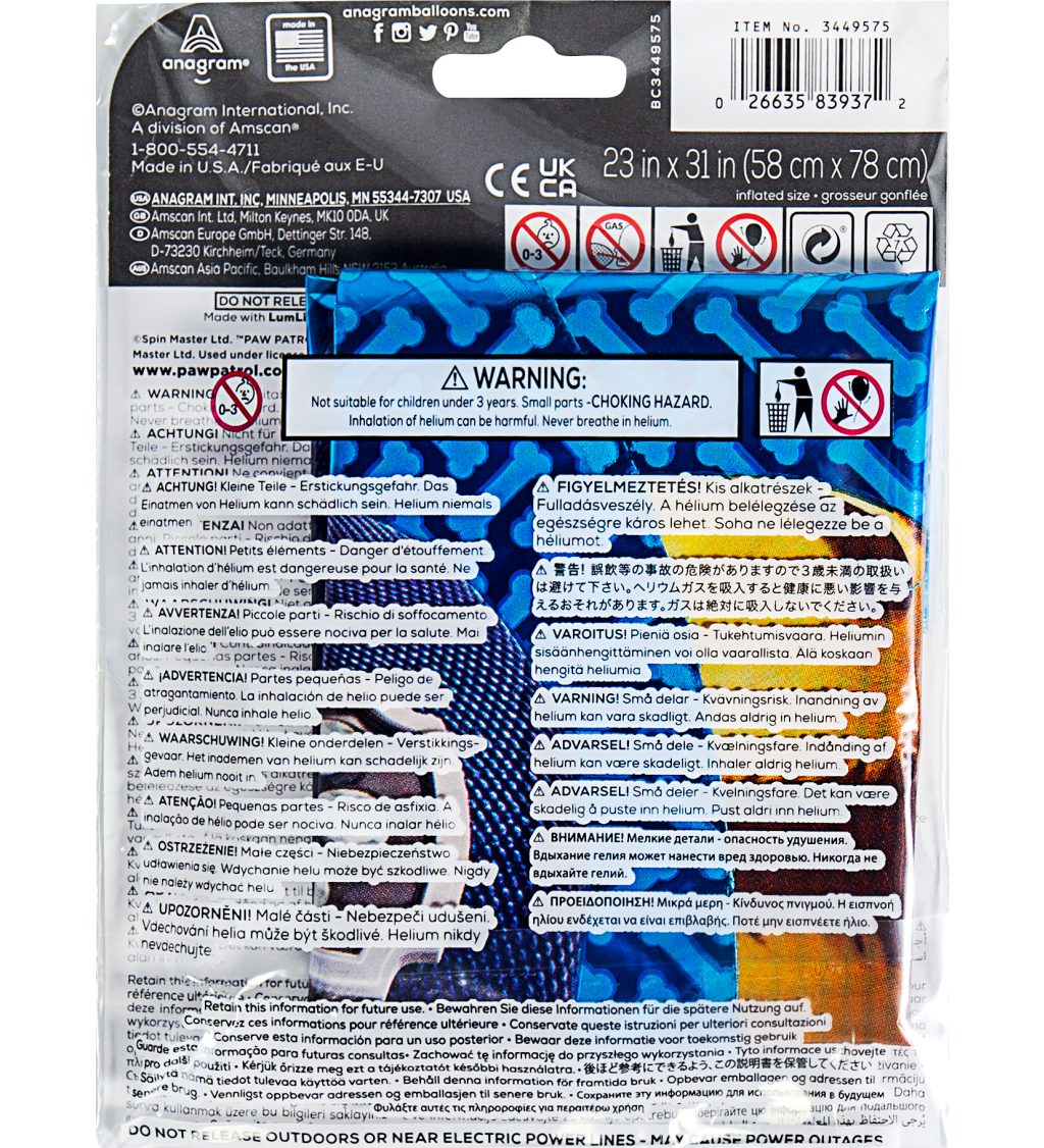 Fóliový balónek Chase modrý 80 cm