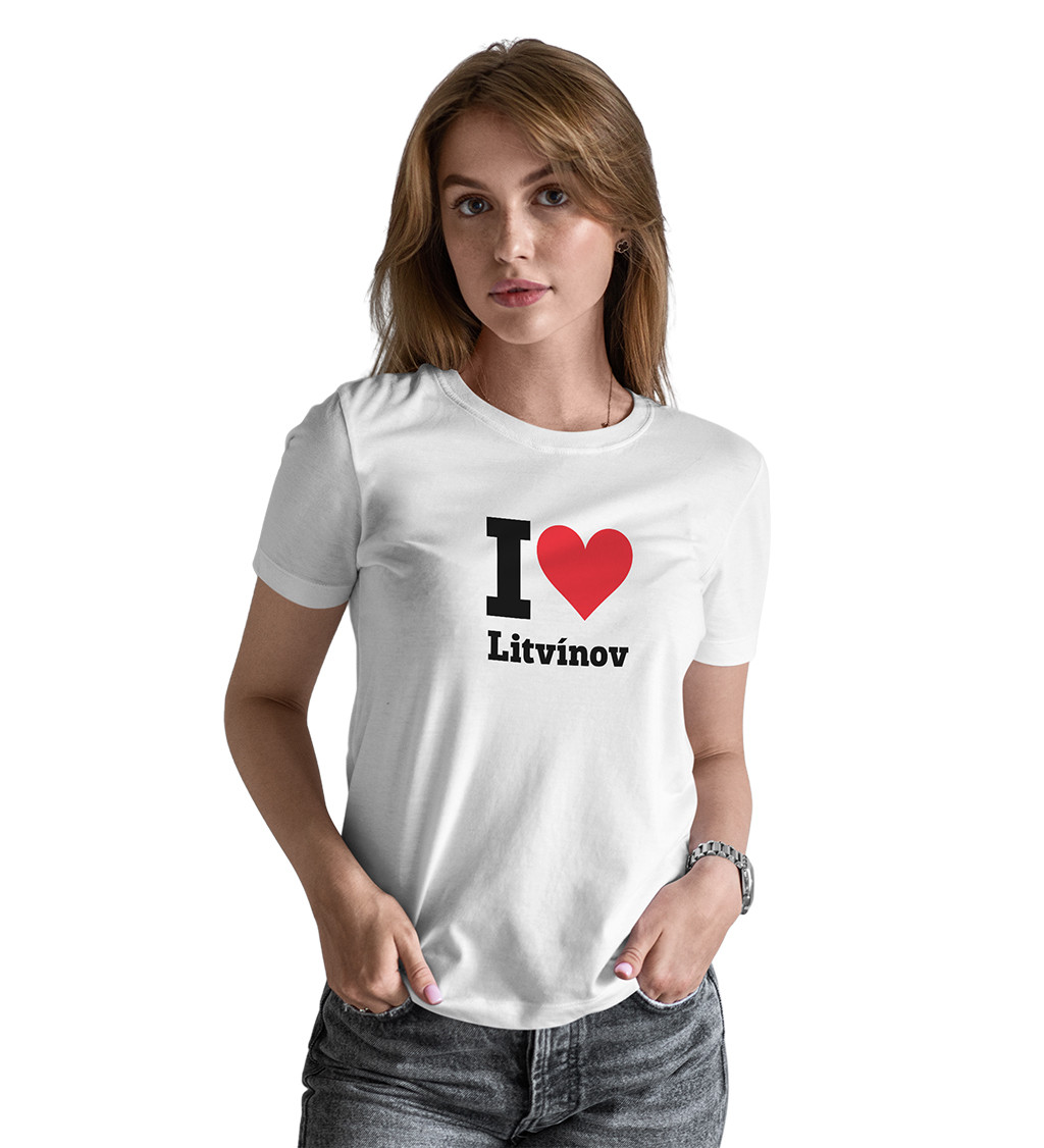 Dámské triko bílé - I love Litvínov