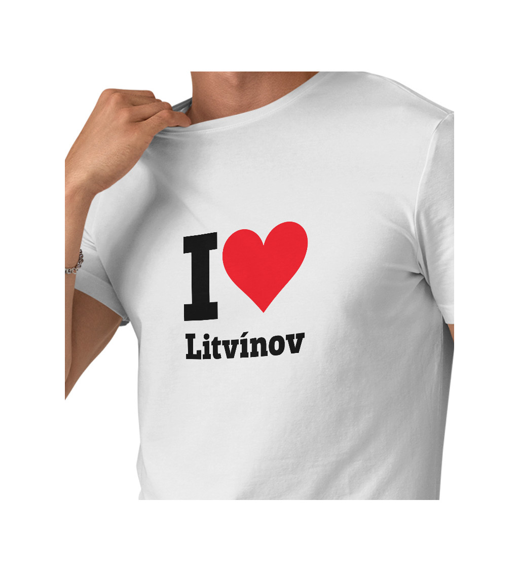 Pánské triko bílé - I love Litvínov