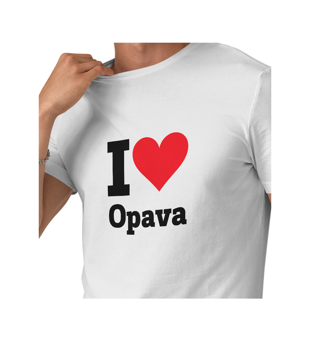 Pánské triko bílé - I love Opava