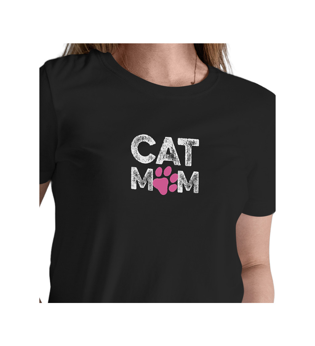Dámské triko černé - Cat mom