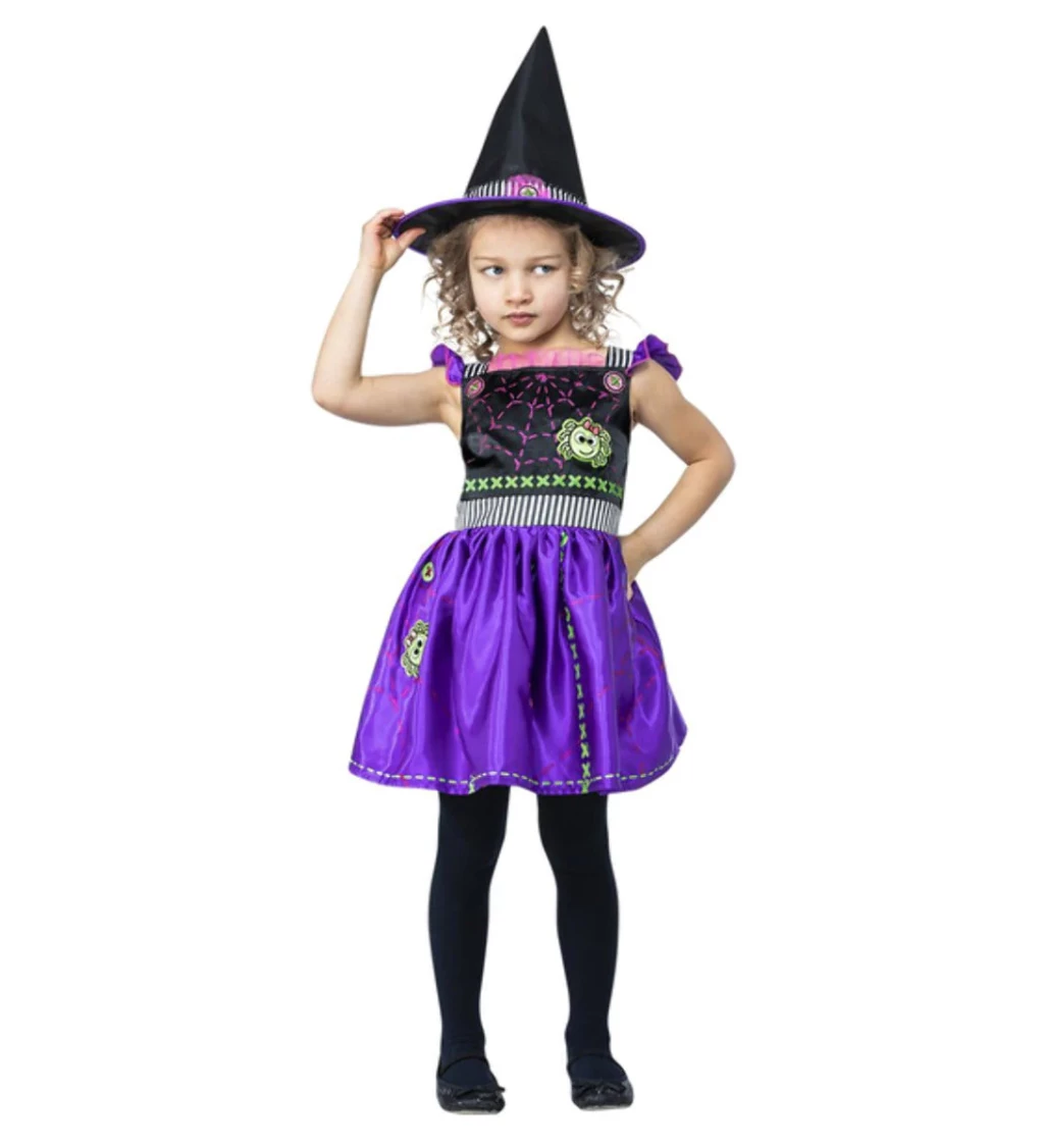 Dětský kostým čarodějnice fialová