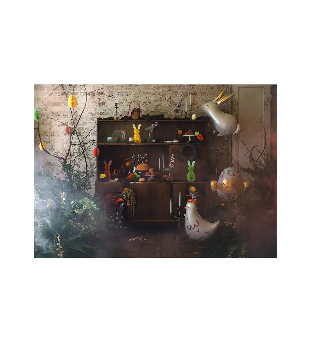 Chodící fóliový balónek bílá slepička 45 cm