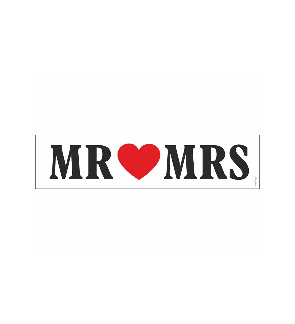 Svatební cedulka s nápisem MR and MRS