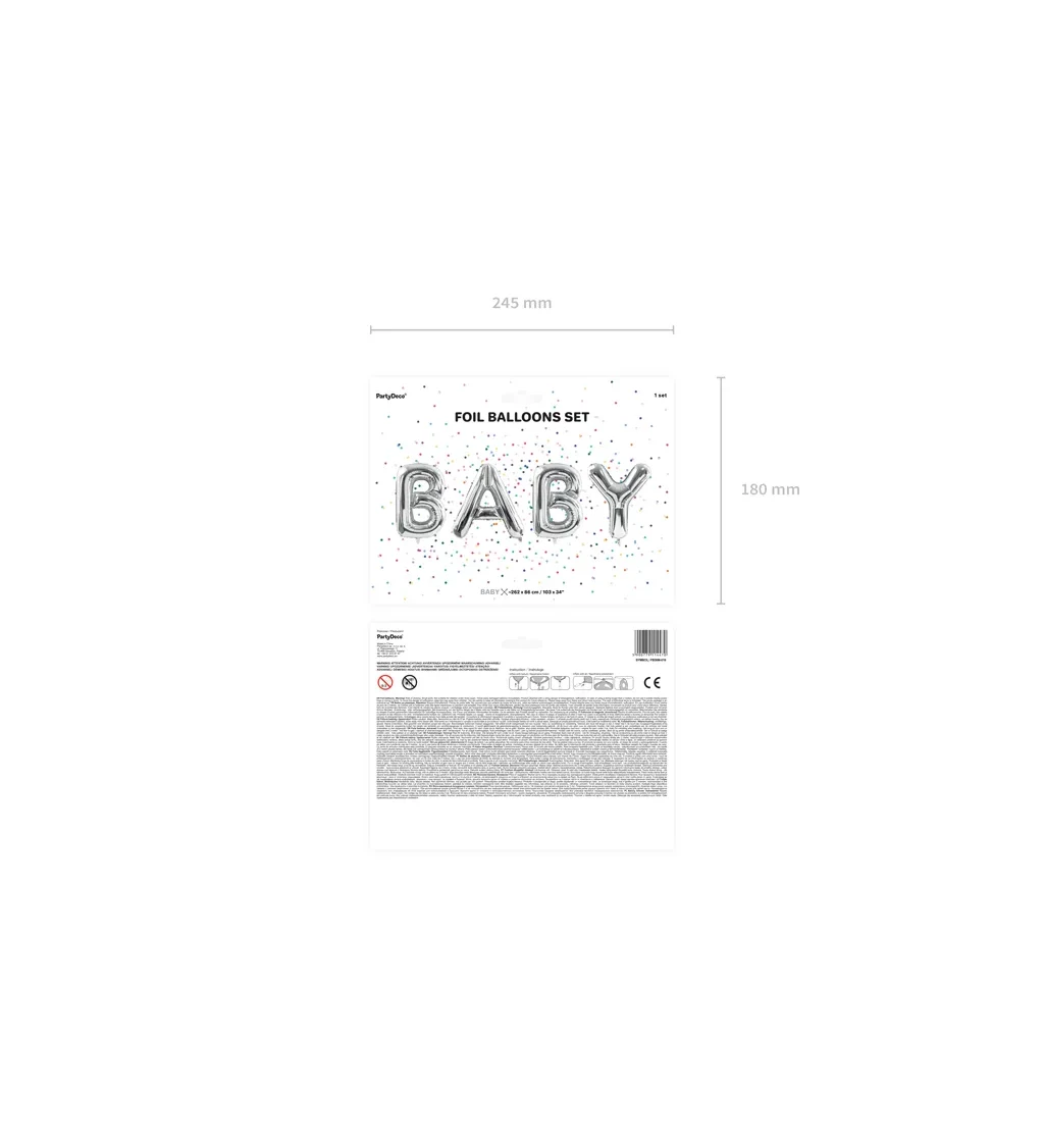 Fóliový balónek baby stříbrný