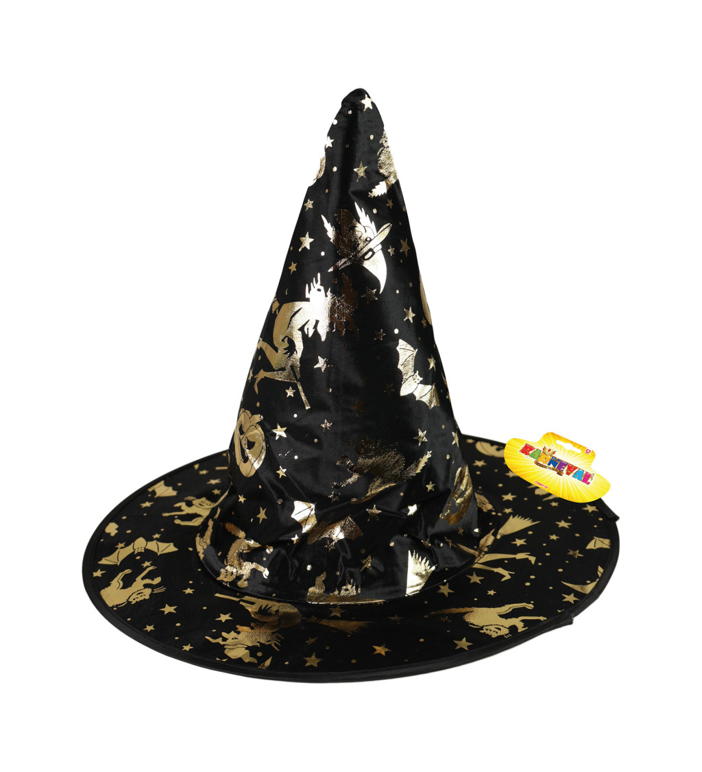 Dětský klobouk - zlaté vzory čarodějnic