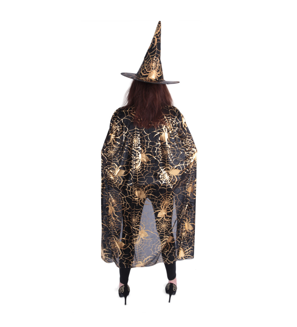 Čarodějnický set - plášť a klobouk, zlaté vzory
